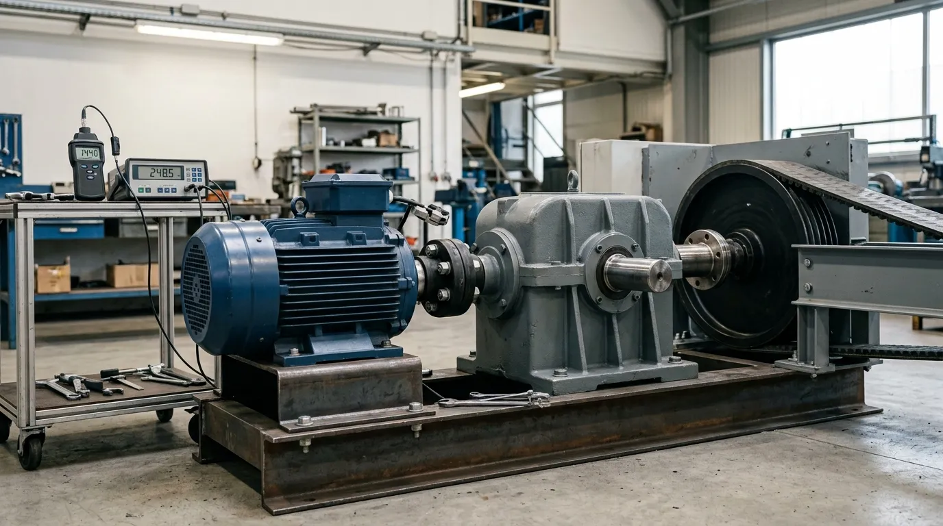 Boîte de vitesses industrielles et moteur avec équipements de mesure de vitesse et de couple à proximité